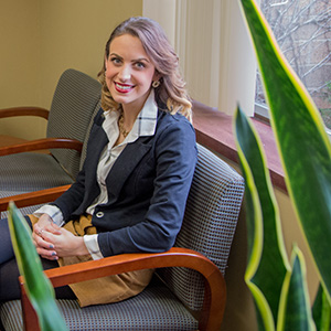 Kayla Martin seated in office